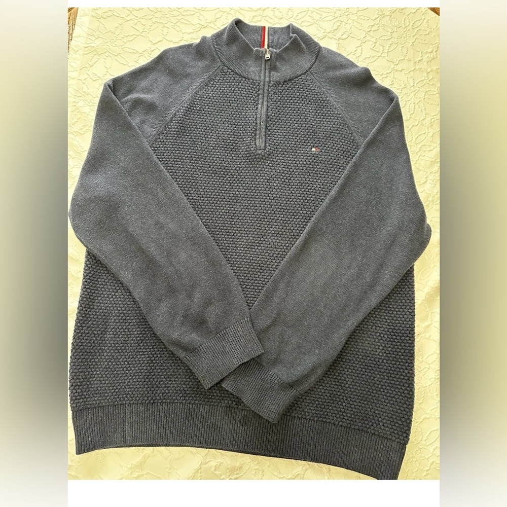Tommy Hilfiger Mens XXL Blue Quarter-Zip Pullover Sweater